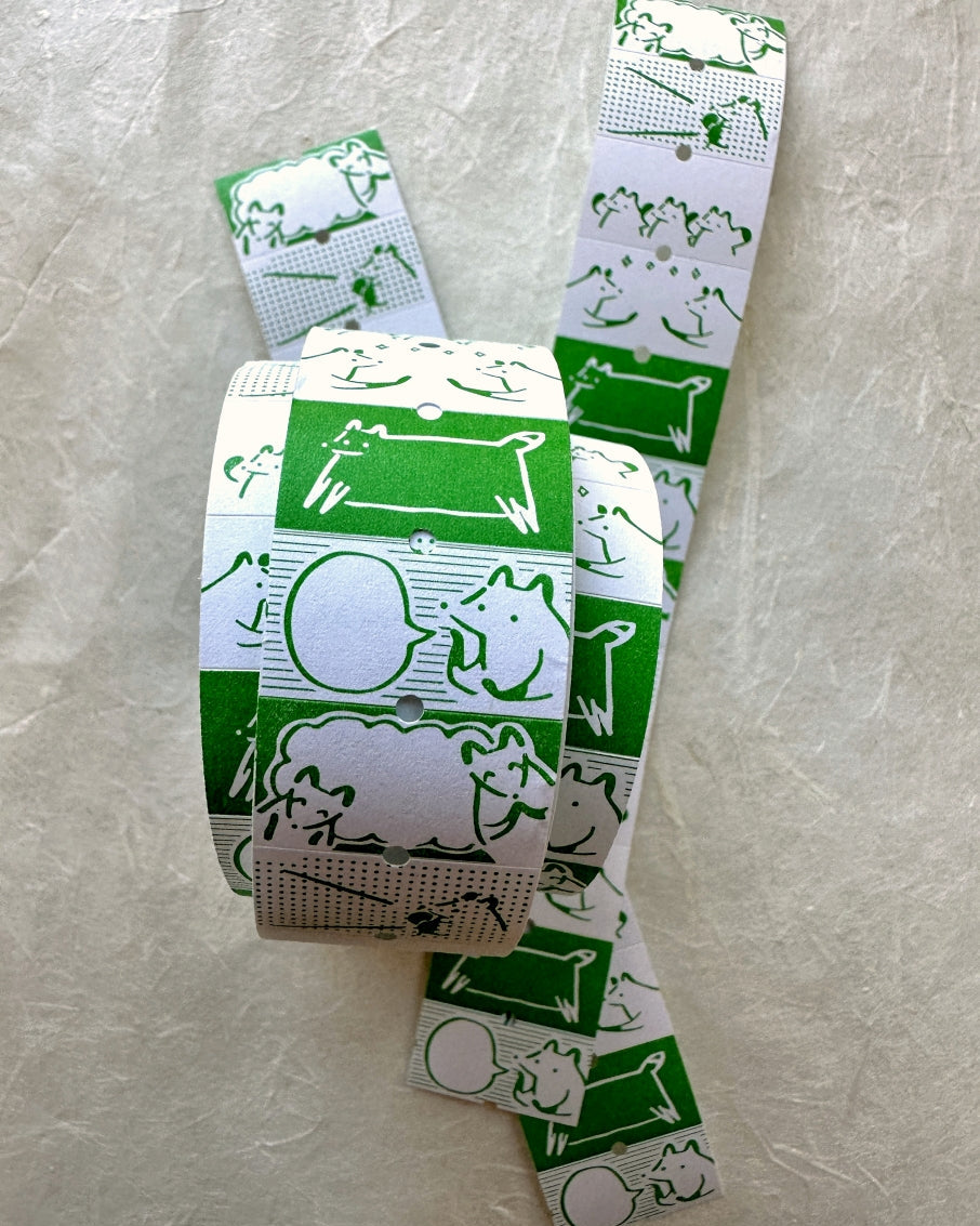Hello Studio - Matcha Fox writable label sticker roll SAMPLES