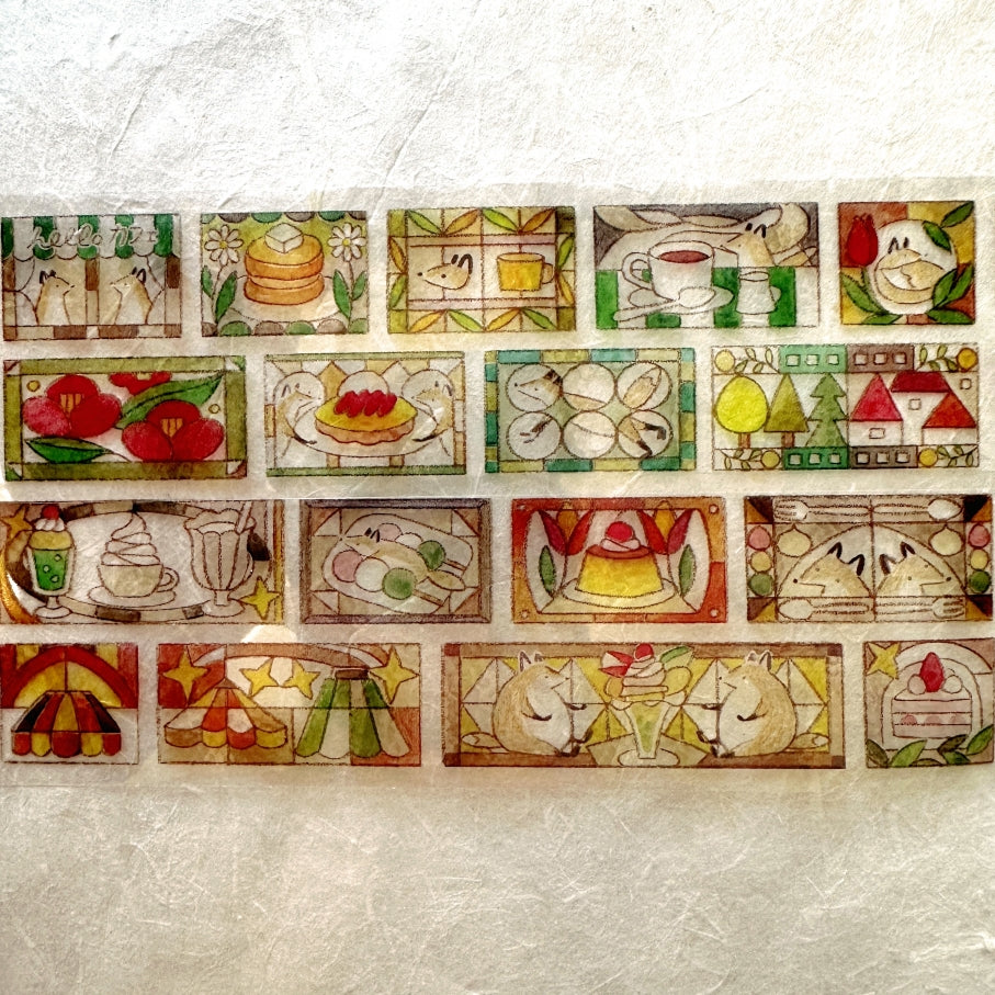 Hello Studio - Tea House by the Stained-Glass Window PET tape SAMPLES