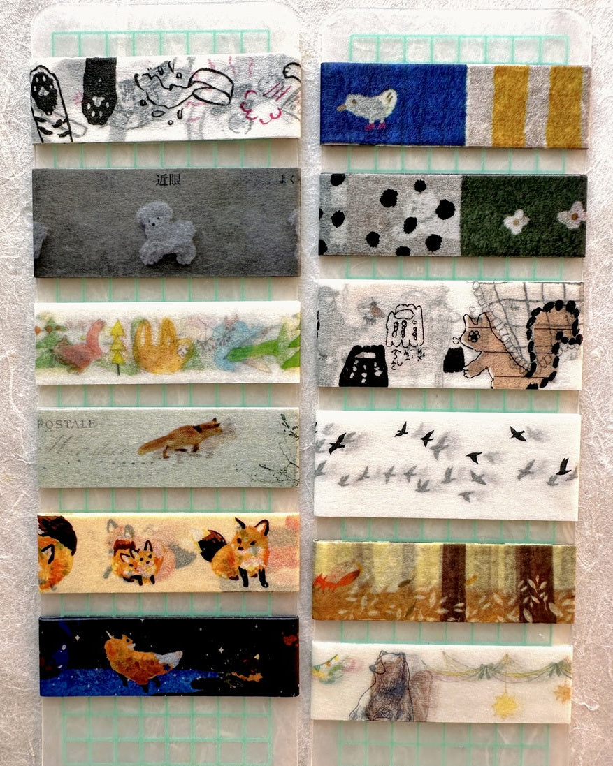 Kitsunebiyori - Fox & Starry Sky Ink washi tape SAMPLES