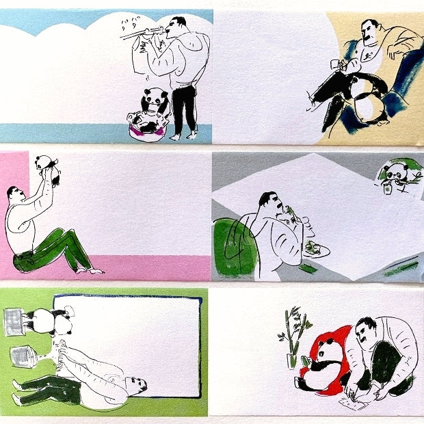 Inunco x Chanky Matsumoto - Macho man and panda cub sticky memo roll SAMPLES