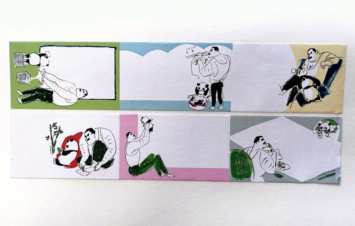 Inunco x Chanky Matsumoto - Macho man and panda cub sticky memo roll SAMPLES