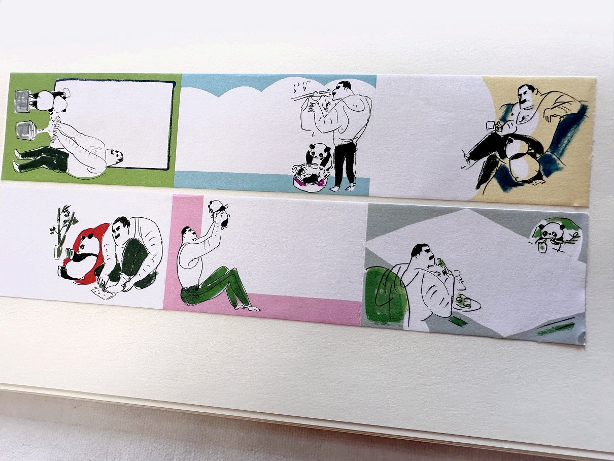 Inunco x Chanky Matsumoto - Macho man and panda cub sticky memo roll SAMPLES