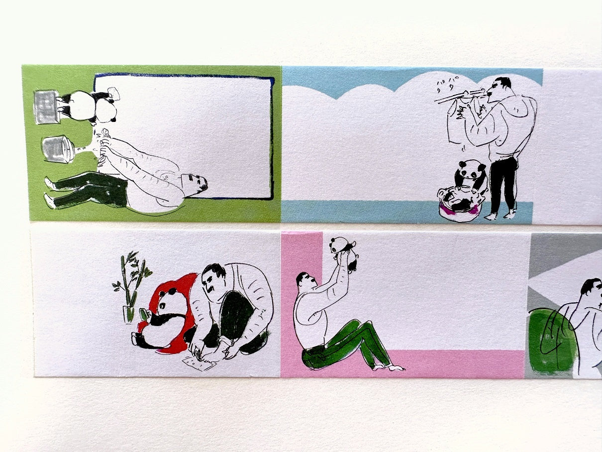 Inunco x Chanky Matsumoto - Macho man and panda cub sticky memo roll SAMPLES