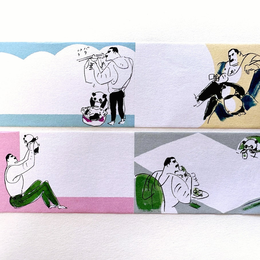 Inunco x Chanky Matsumoto - Macho man and panda cub sticky memo roll SAMPLES