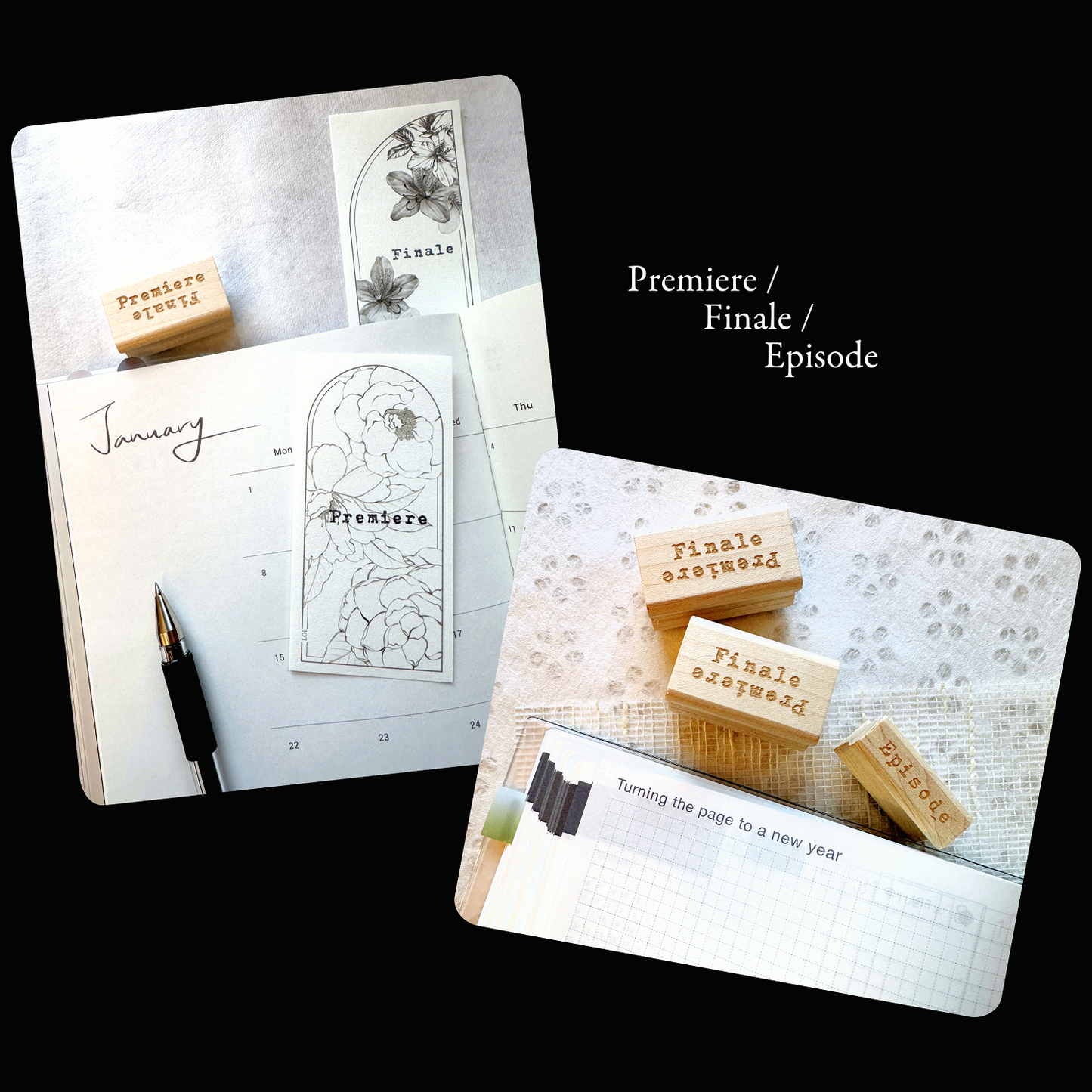 TAOthings Studio - Premiere/Finale & Episode rubber stamps (for beginnings, endings, and in betweens)