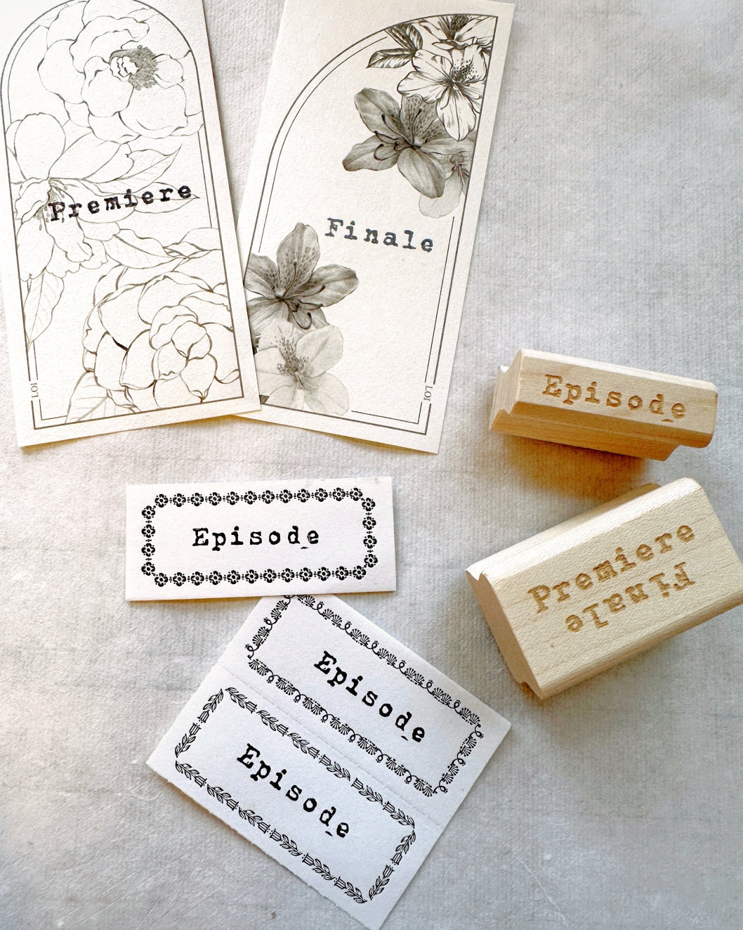 TAOthings Studio - Premiere/Finale & Episode rubber stamps (for beginnings, endings, and in betweens)