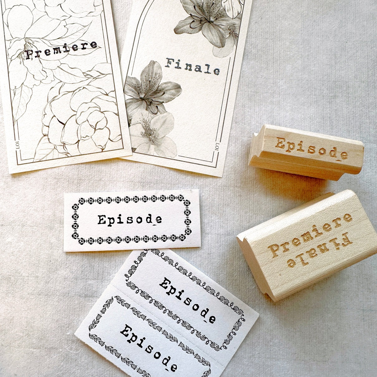 TAOthings Studio - Premiere/Finale & Episode rubber stamps (for beginnings, endings, and in betweens)