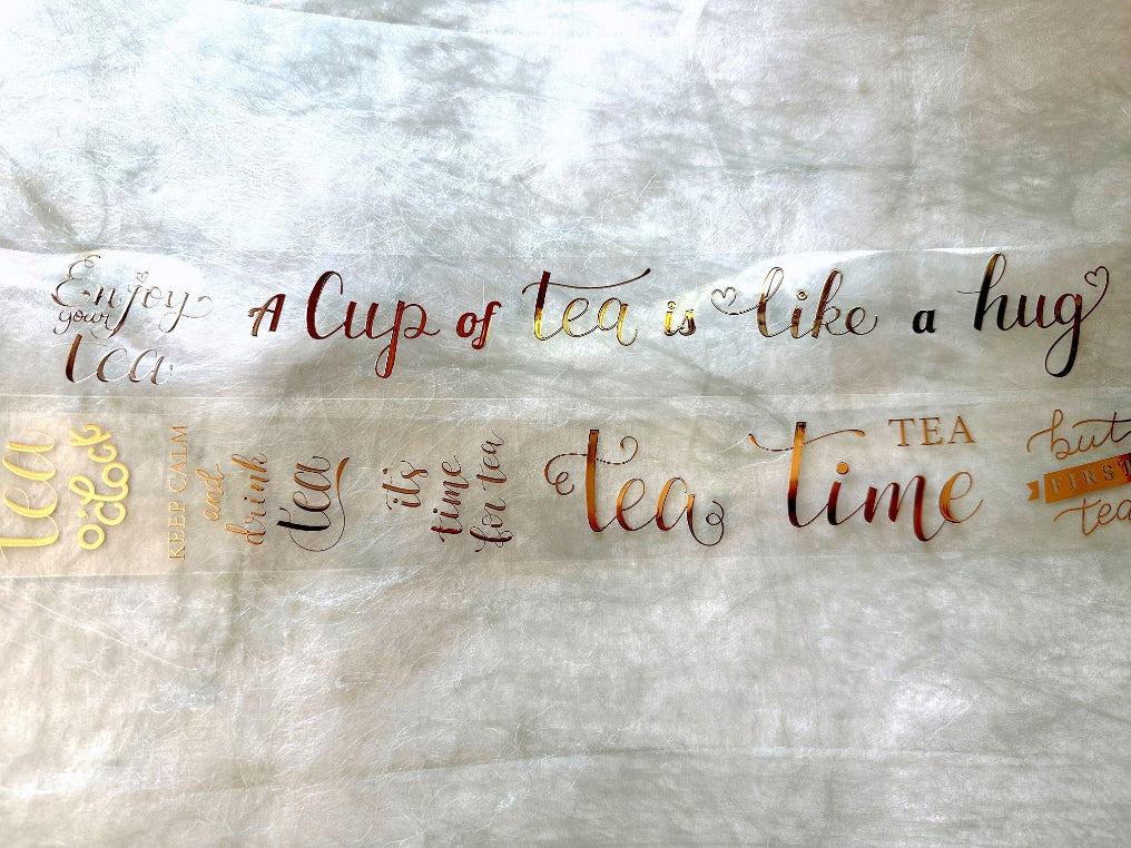 J.A.B. Design - Tea Quotes rose-gold PET tape SAMPLES