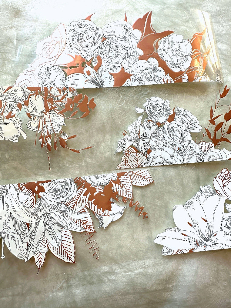 J.A.B. Design - Wedding Flowers rose-gold PET tape SAMPLES