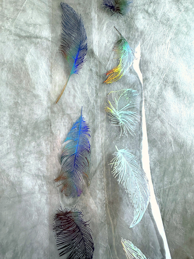 J.A.B. Design - Angel's Feather laser silver iridescent PET tape SAMPLES
