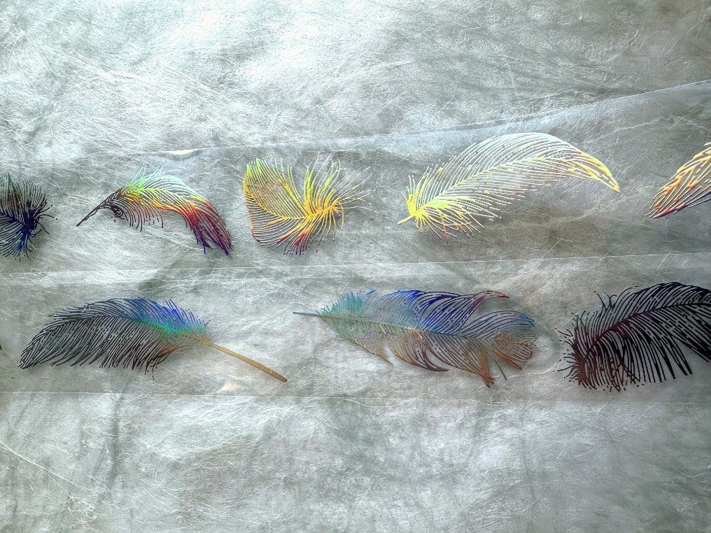 J.A.B. Design - Angel's Feather laser silver iridescent PET tape SAMPLES