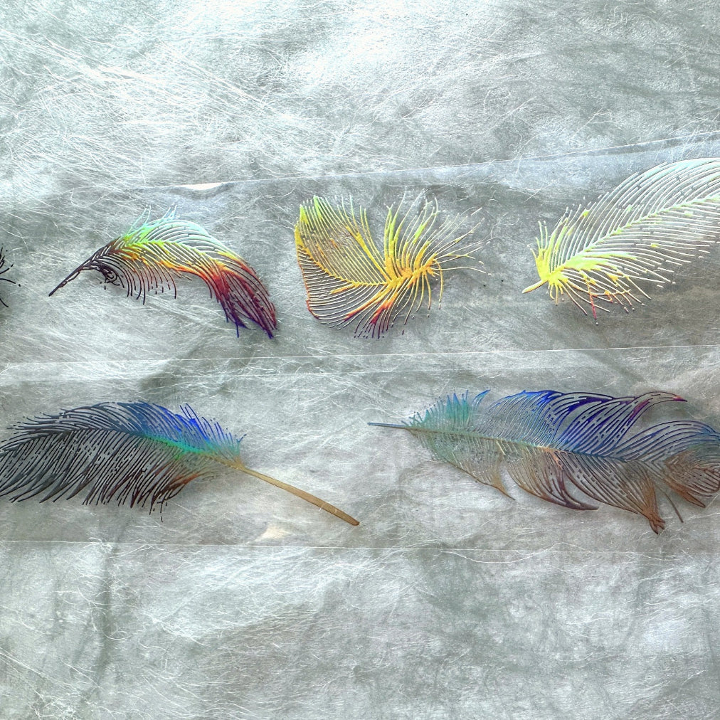 J.A.B. Design - Angel's Feather laser silver iridescent PET tape SAMPLES