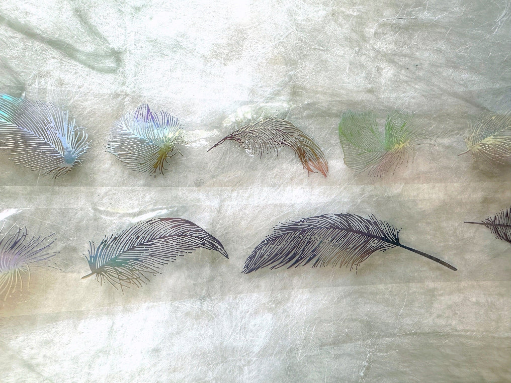 J.A.B. Design - Angel's Feather laser silver iridescent PET tape SAMPLES