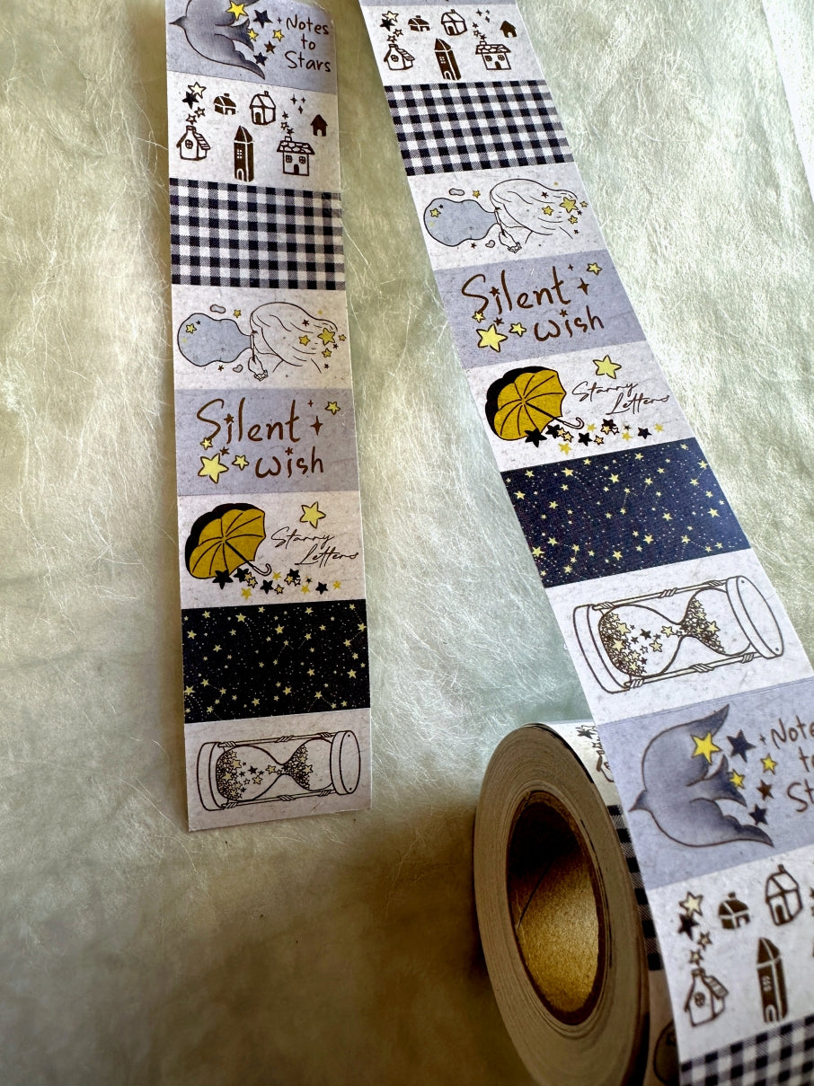 Journal Pages - Starry Whispers label sticker roll SAMPLES