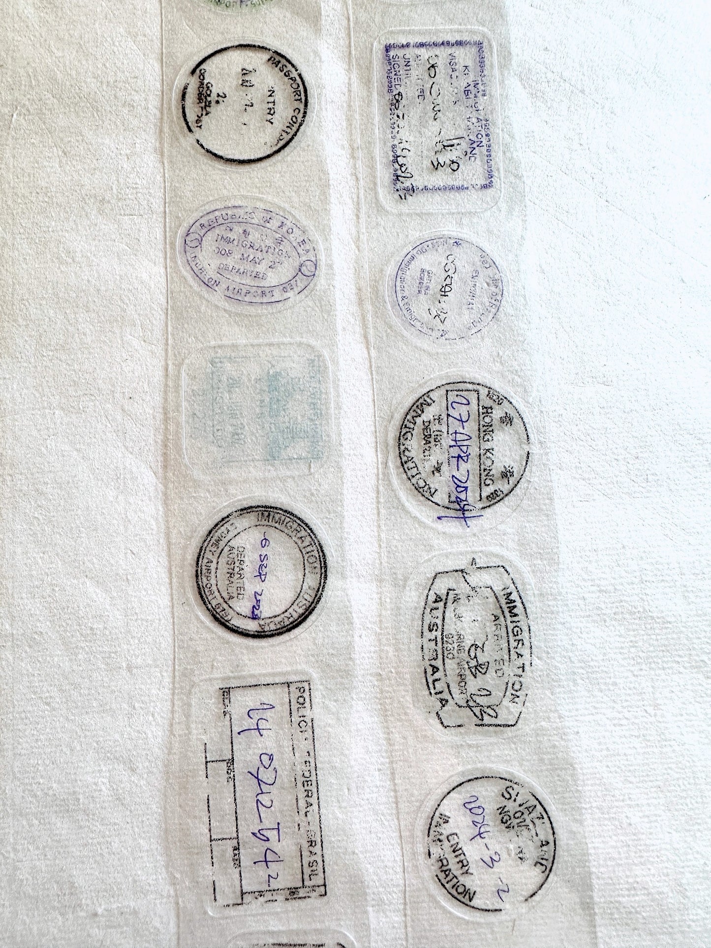 Jr. Journal - Expired Visa Stamp kiss-cut PVC tape SAMPLES