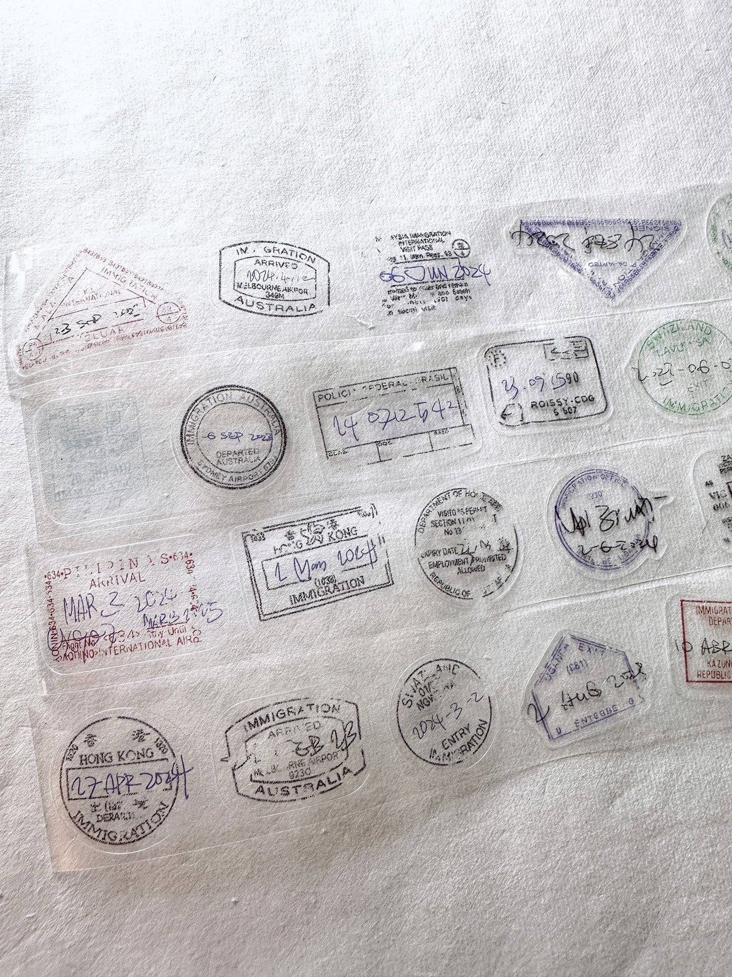 Jr. Journal - Expired Visa Stamp kiss-cut PVC tape SAMPLES