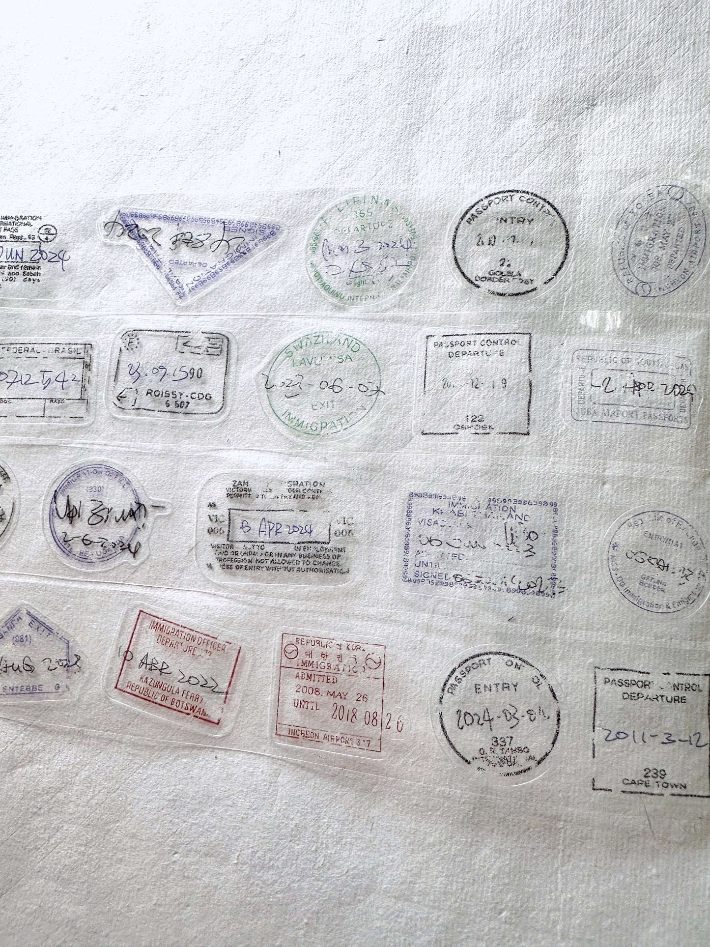Jr. Journal - Expired Visa Stamp kiss-cut PVC tape SAMPLES