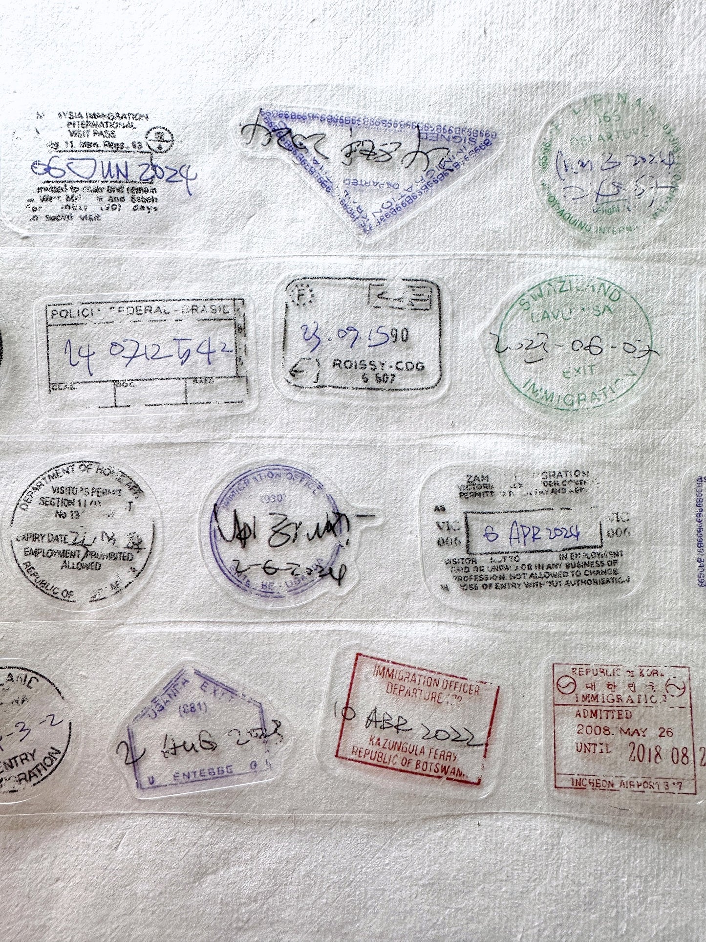 Jr. Journal - Expired Visa Stamp kiss-cut PVC tape SAMPLES
