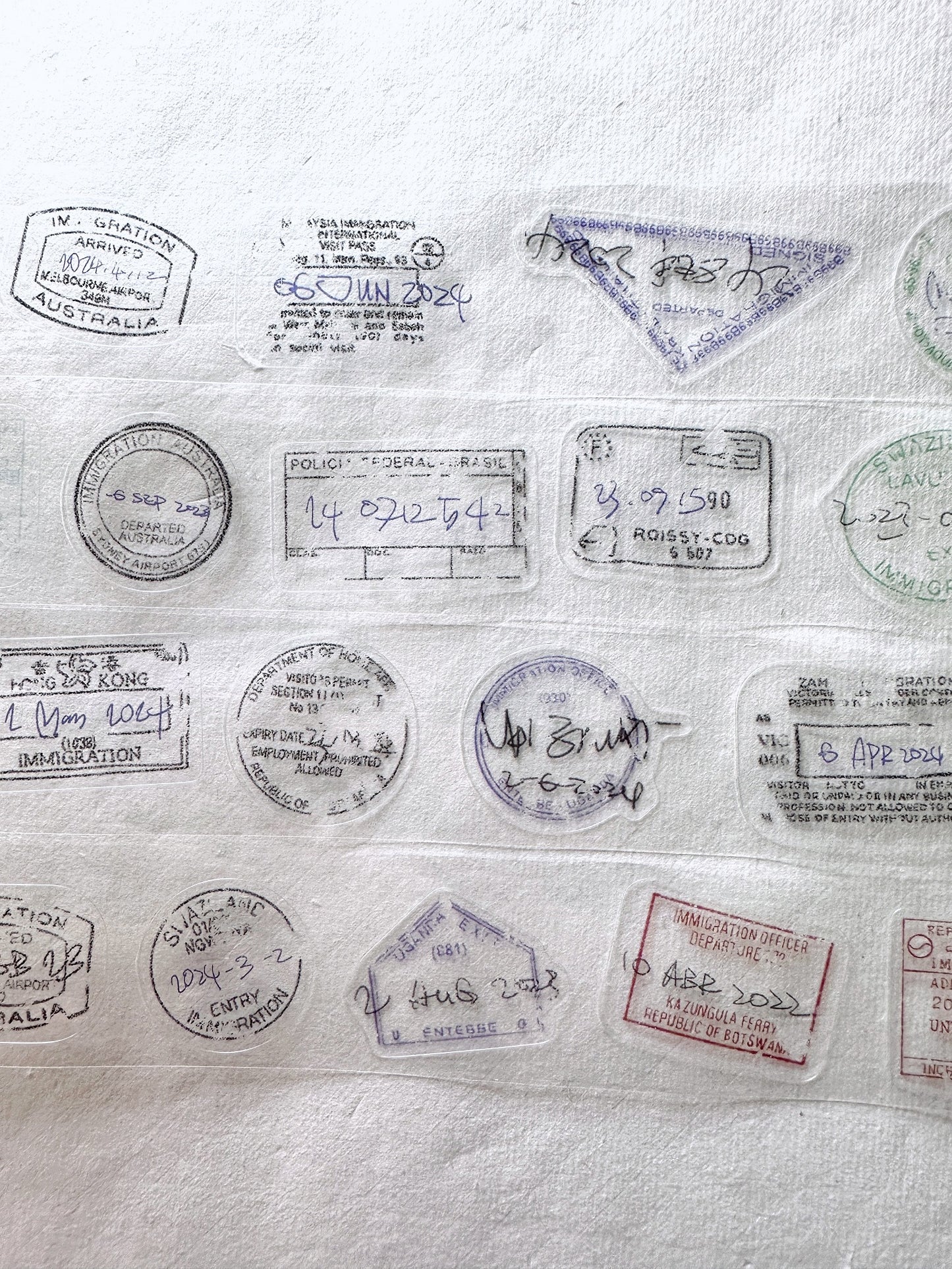 Jr. Journal - Expired Visa Stamp kiss-cut PVC tape SAMPLES