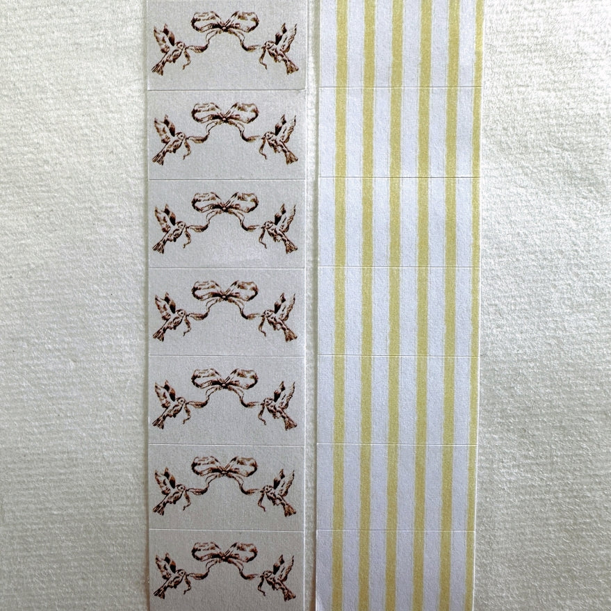Jieyanow Atelier - Bird with Ribbon & Yellow Stripe label sticker rolls SAMPLES