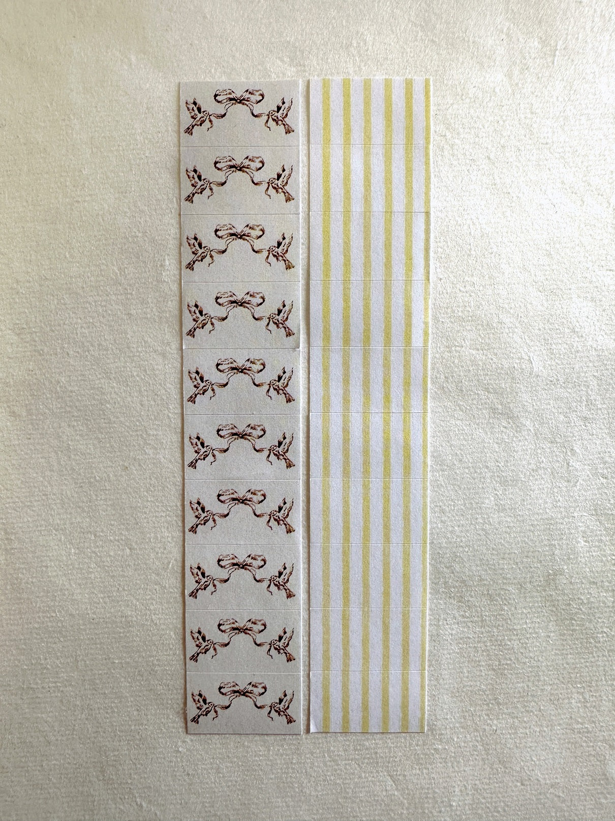 Jieyanow Atelier - Bird with Ribbon & Yellow Stripe label sticker rolls SAMPLES