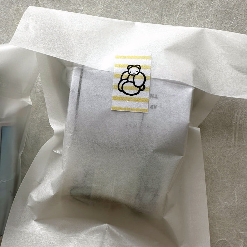 Jieyanow Atelier - Bird with Ribbon & Yellow Stripe label sticker rolls SAMPLES