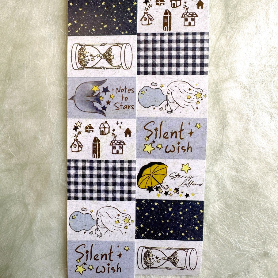 Journal Pages - Starry Whispers label sticker roll SAMPLES