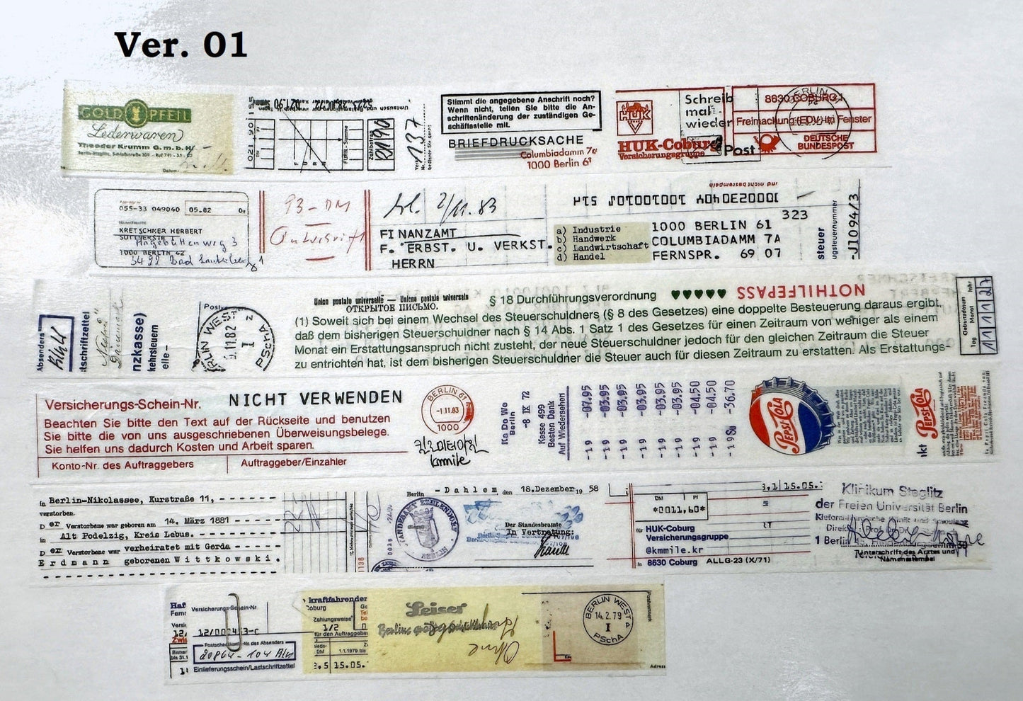 KMMILE - Berlin Paper and Mail Layered Together, ver. 01 & 02 masking tape SAMPLES