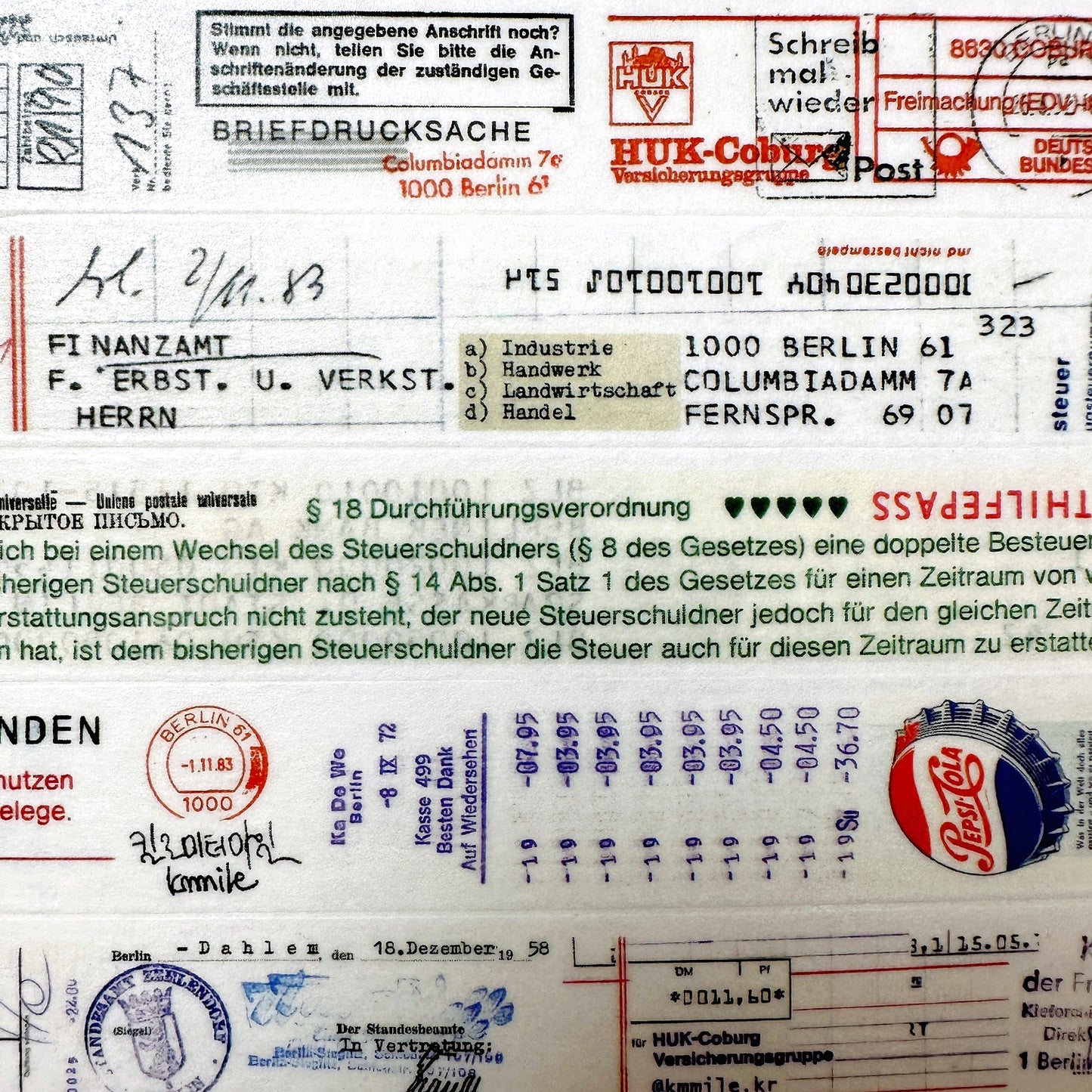 KMMILE - Berlin Paper and Mail Layered Together, ver. 01 & 02 masking tape SAMPLES
