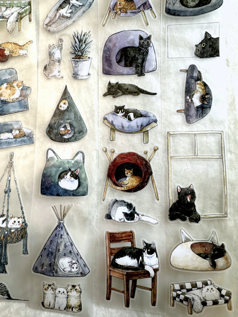 Kaixun - Cozy Cat Nooks kiss-cut PET tape (4.5 cm x 333 cm) SAMPLES