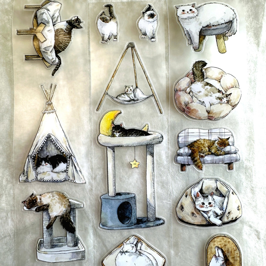 Kaixun - Cozy Cat Nooks kiss-cut PET tape (4.5 cm x 333 cm) SAMPLES
