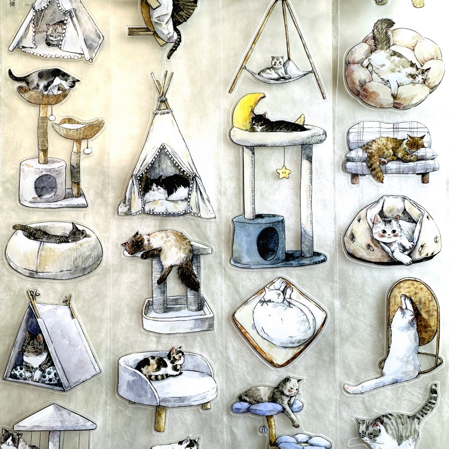 Kaixun - Cozy Cat Nooks kiss-cut PET tape (4.5 cm x 333 cm) SAMPLES