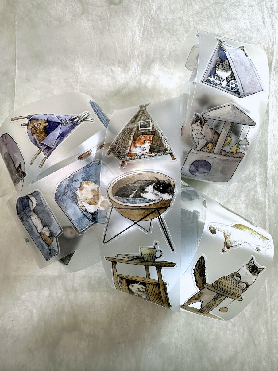 Kaixun - Cozy Cat Nooks kiss-cut PET tape (4.5 cm x 333 cm) SAMPLES