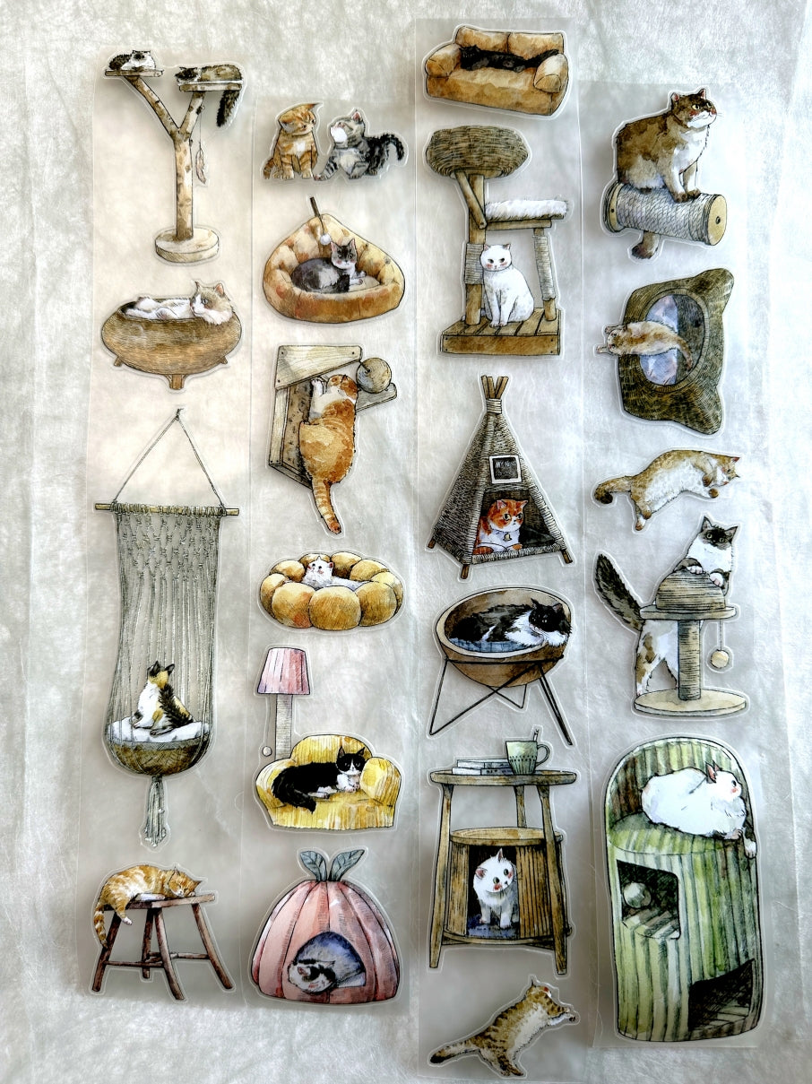 Kaixun - Cozy Cat Nooks kiss-cut PET tape (4.5 cm x 333 cm) SAMPLES