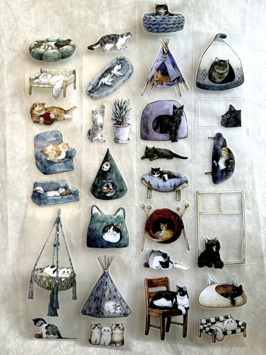 Kaixun - Cozy Cat Nooks kiss-cut PET tape (4.5 cm x 333 cm) SAMPLES