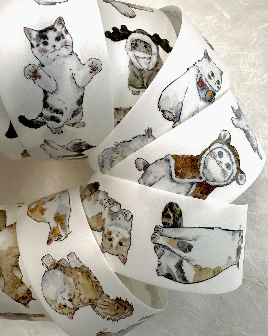 Kaixun - Meow Moi! Fluffy kiss-cut PET & washi tape (3.5 cm x 250 cm) SAMPLES