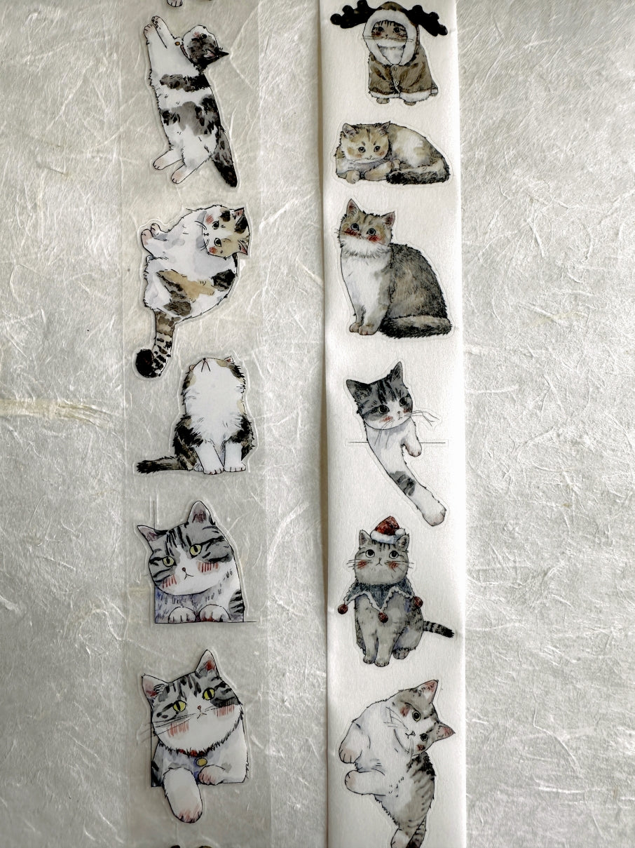 Kaixun - Meow Moi! Fluffy kiss-cut PET & washi tape (3.5 cm x 250 cm) SAMPLES