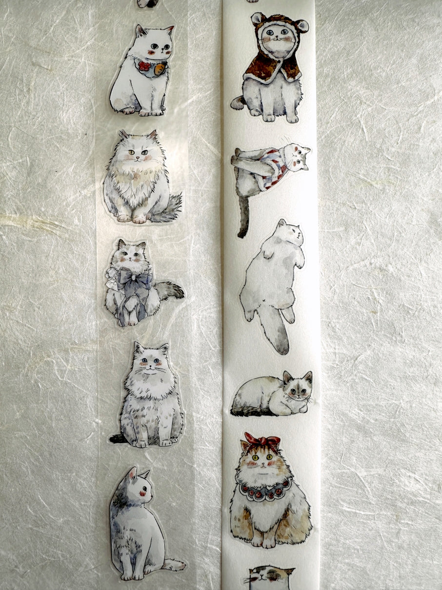 Kaixun - Meow Moi! Fluffy kiss-cut PET & washi tape (3.5 cm x 250 cm) SAMPLES