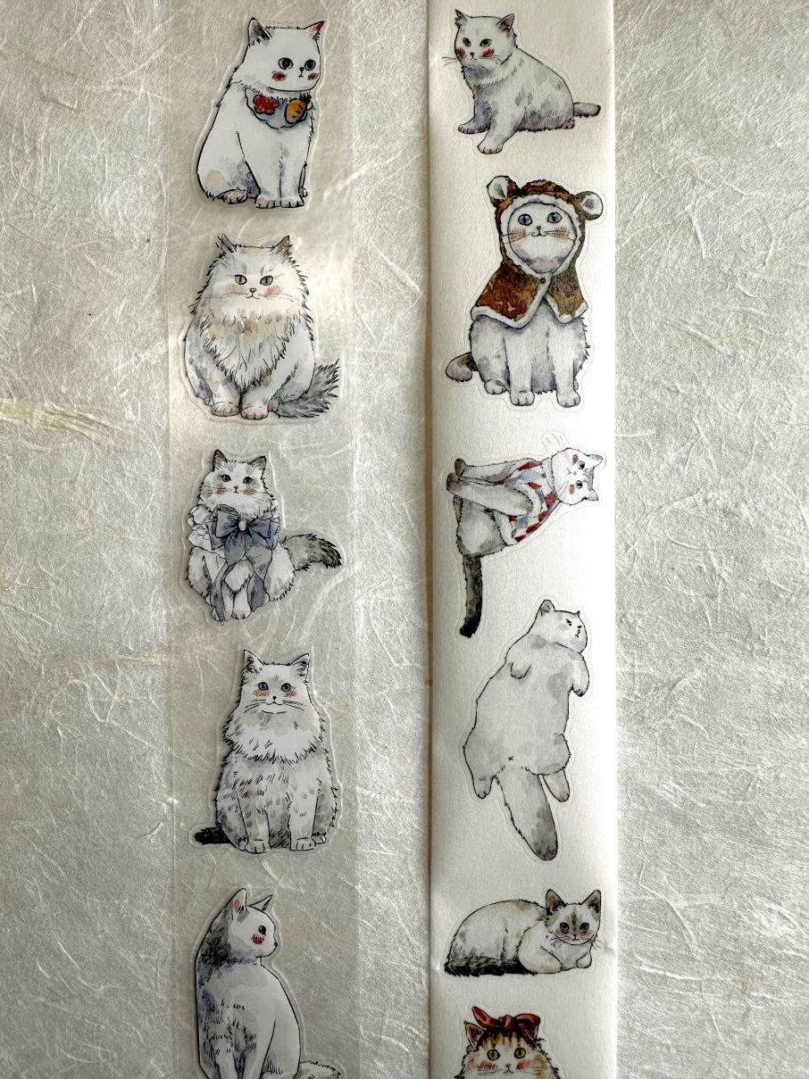 Kaixun - Meow Moi! Fluffy kiss-cut PET & washi tape (3.5 cm x 250 cm) SAMPLES