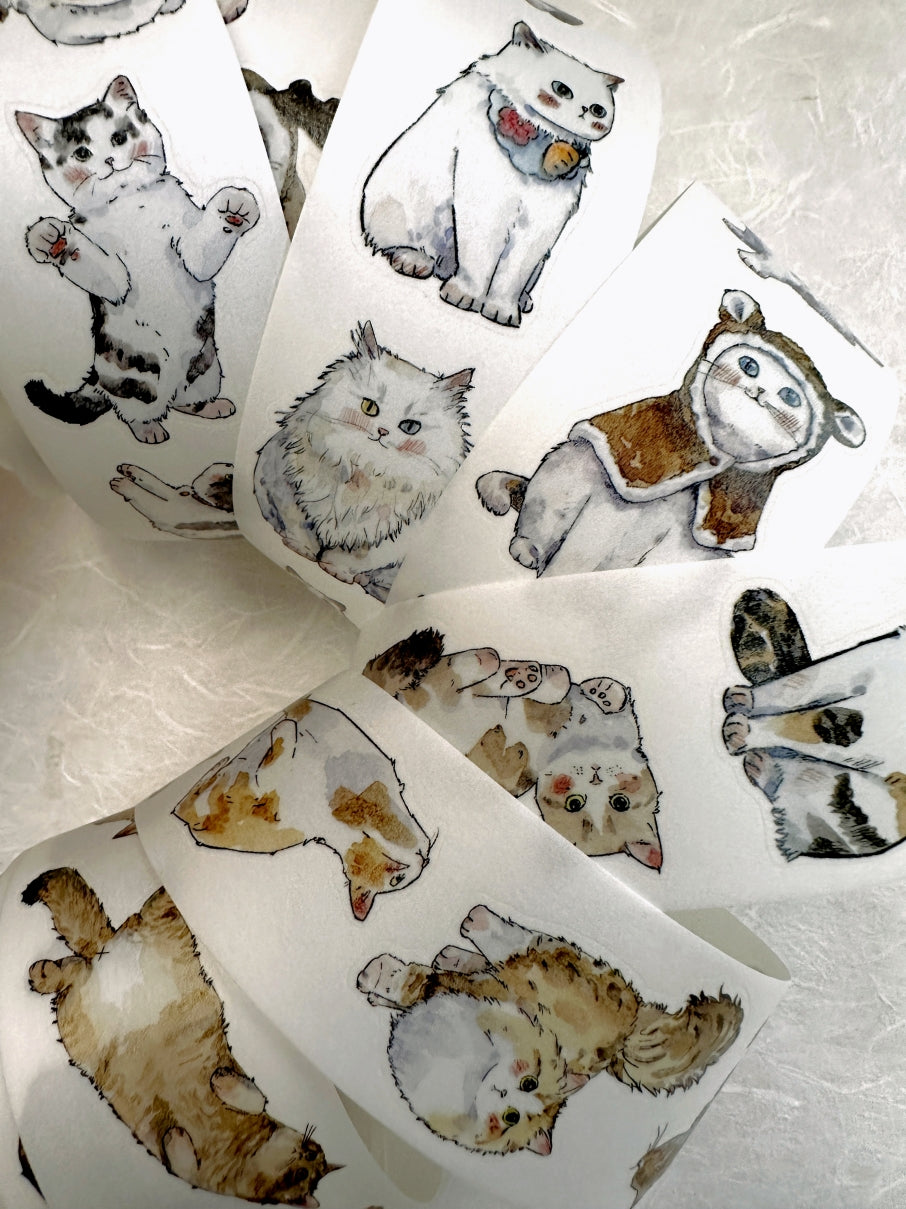 Kaixun - Meow Moi! Fluffy kiss-cut PET & washi tape (3.5 cm x 250 cm) SAMPLES