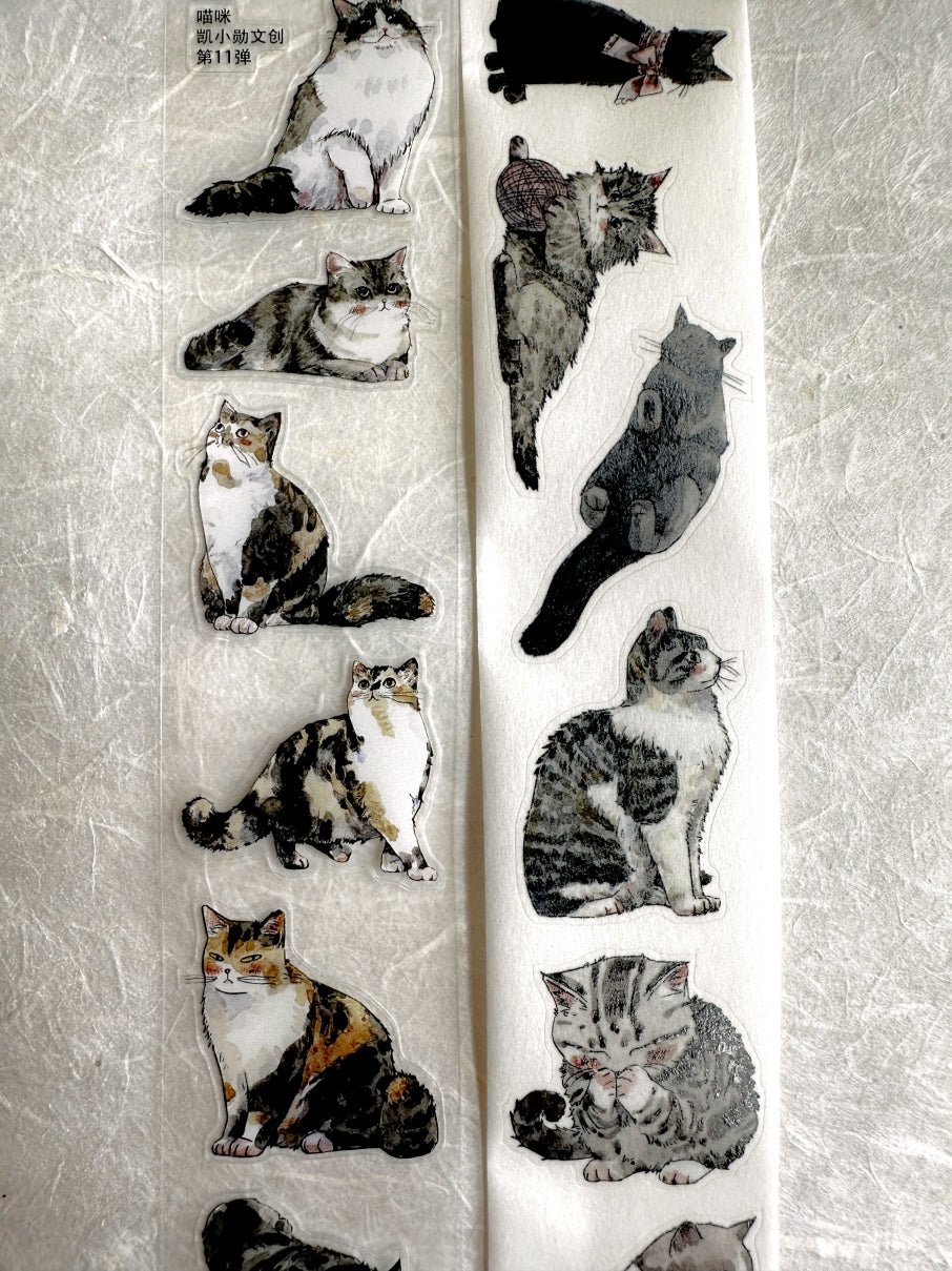 Kaixun - Meow Moi! Fluffy kiss-cut PET & washi tape (3.5 cm x 250 cm) SAMPLES