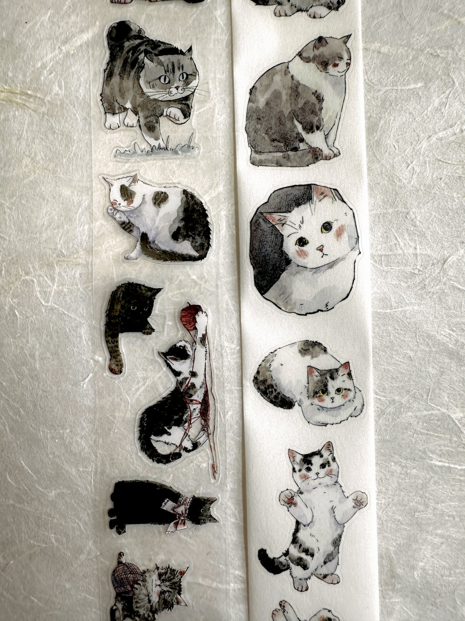 Kaixun - Meow Moi! Fluffy kiss-cut PET & washi tape (3.5 cm x 250 cm) SAMPLES