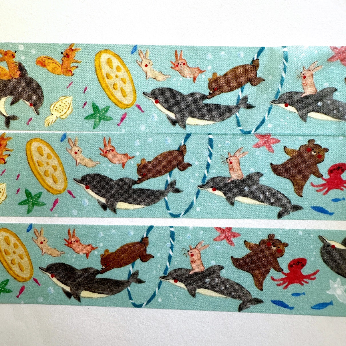 Keibunsha/MeriBUN - Dolphin and Red Cheeks washi tape SAMPLES