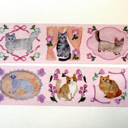 Kin.iro.hitode - Cat's Weekend washi tape SAMPLES