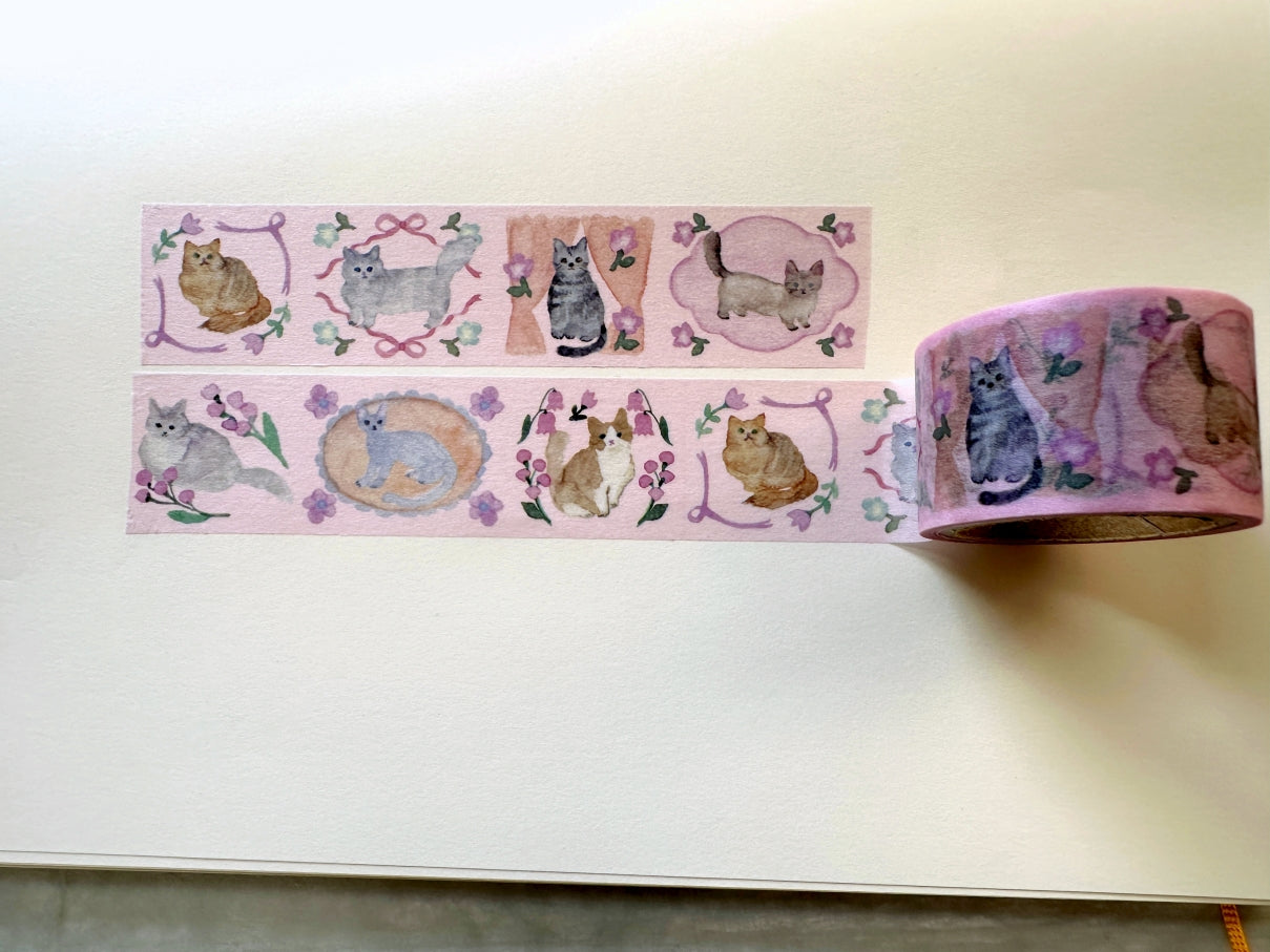Kin.iro.hitode - Cat's Weekend washi tape SAMPLES