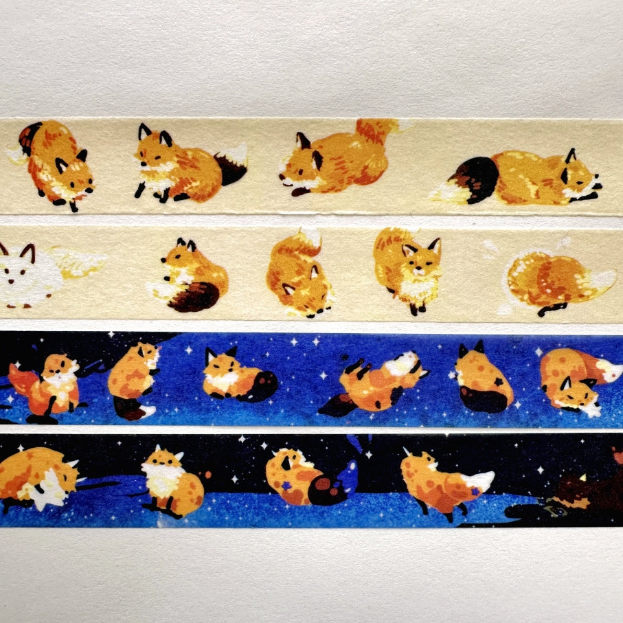 Kitsunebiyori - Fox & Starry Sky Ink washi tape SAMPLES