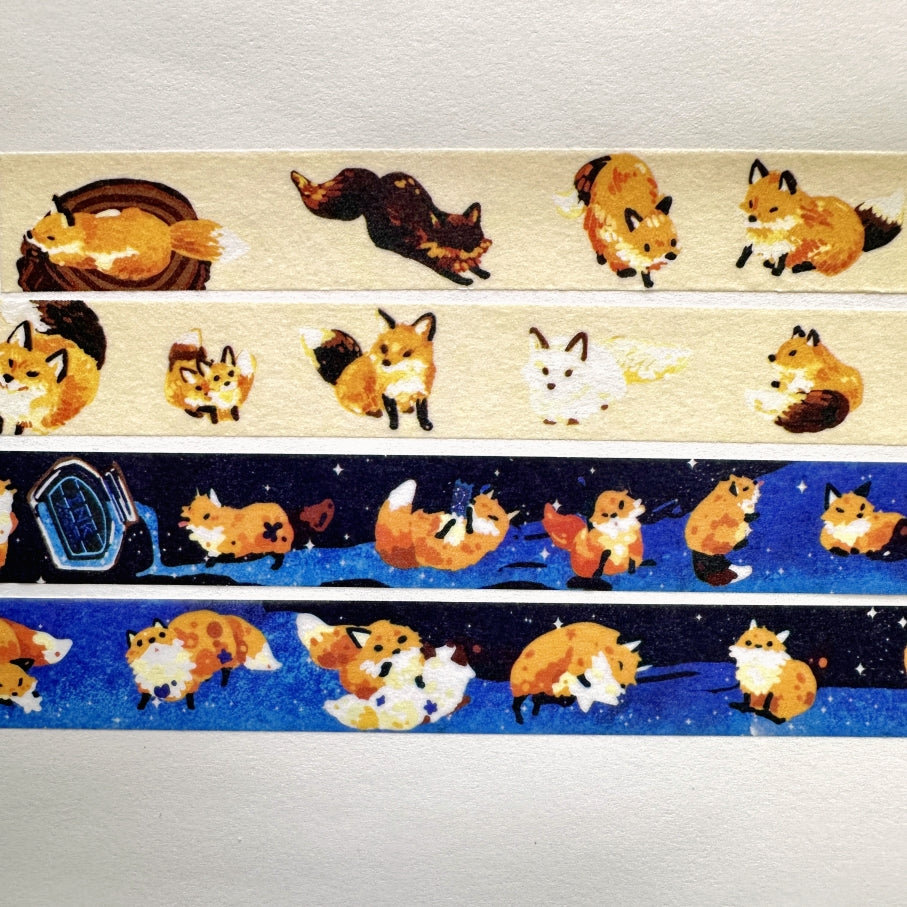 Kitsunebiyori - Fox & Starry Sky Ink washi tape SAMPLES