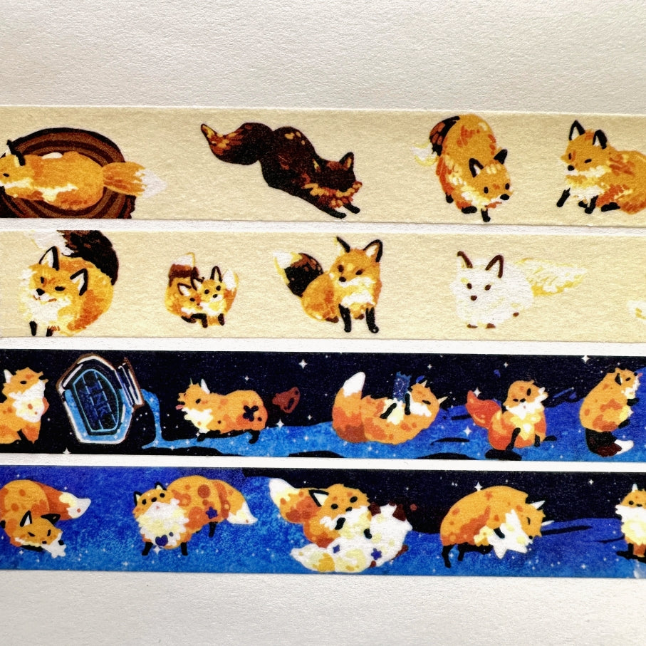 Kitsunebiyori - Fox & Starry Sky Ink washi tape SAMPLES
