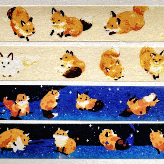 Kitsunebiyori - Fox & Starry Sky Ink washi tape SAMPLES
