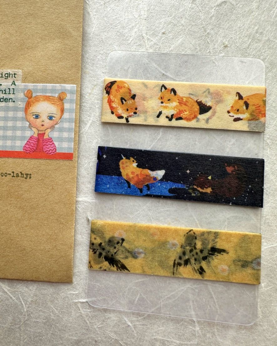 Kitsunebiyori - Fox & Starry Sky Ink washi tape SAMPLES